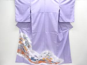 未使用品　橋に草花・群鶴模様色留袖